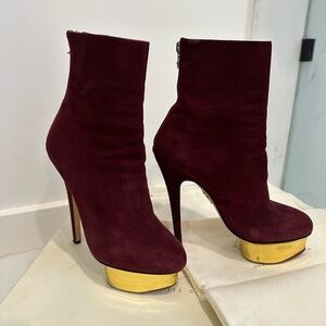 Charlotte Olympia Suede platform ankle boots